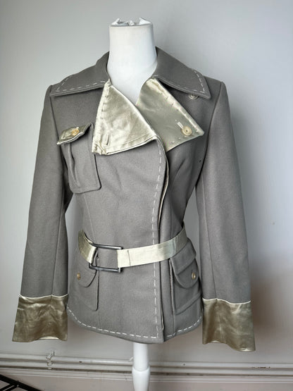 Vintage Stella McCartney Wool Satin Blazer Grey Silver M