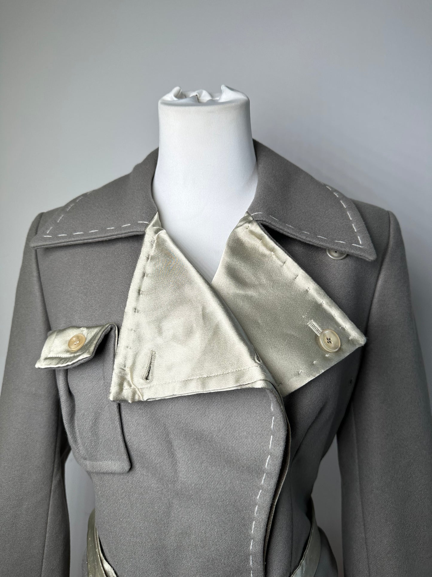 Vintage Stella McCartney Wool Satin Blazer Grey Silver M