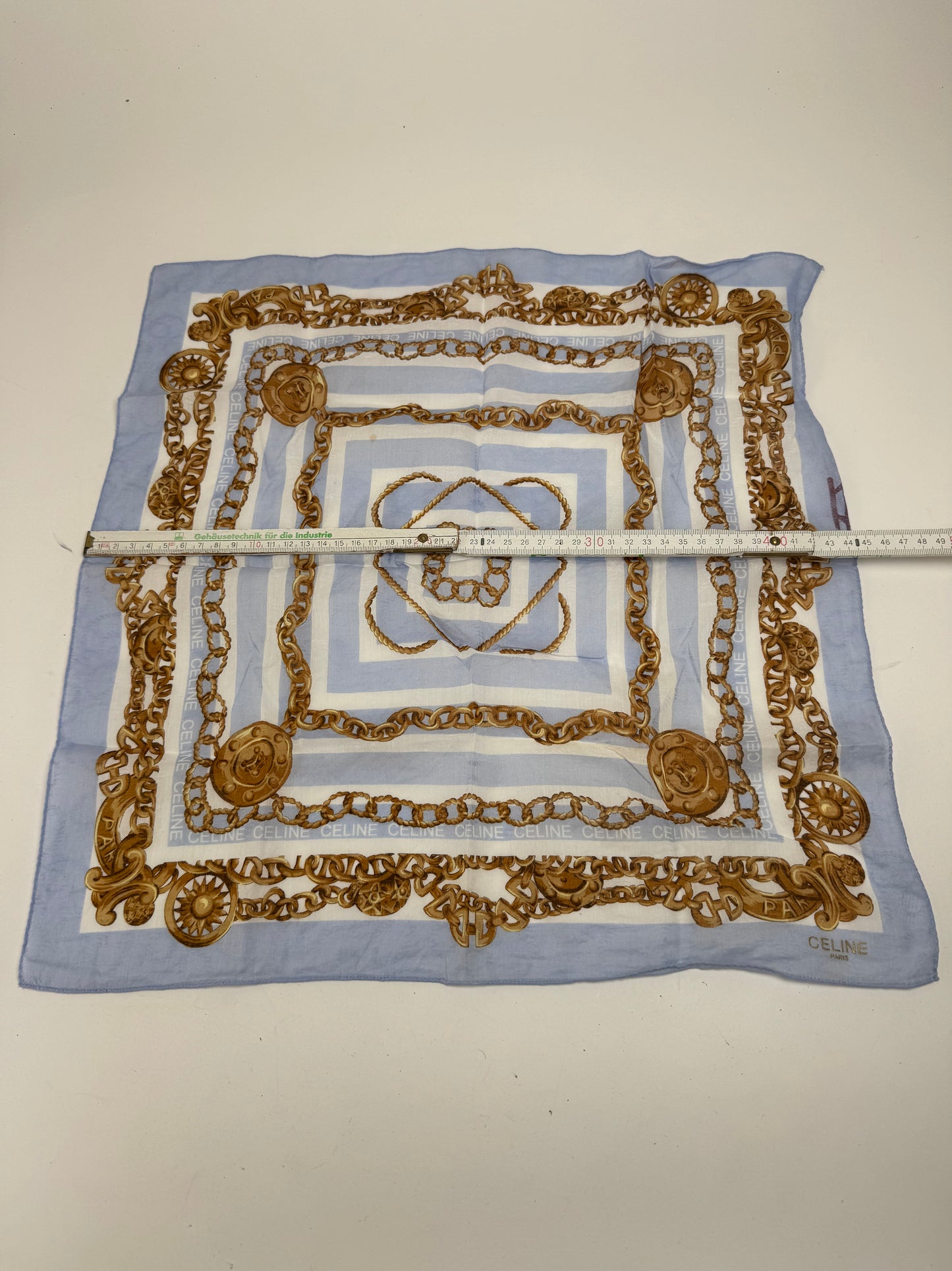 Vintage Celine Paris BaroqueScarf blue golden