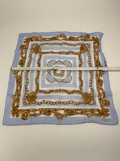 Vintage Celine Paris BaroqueScarf blue golden