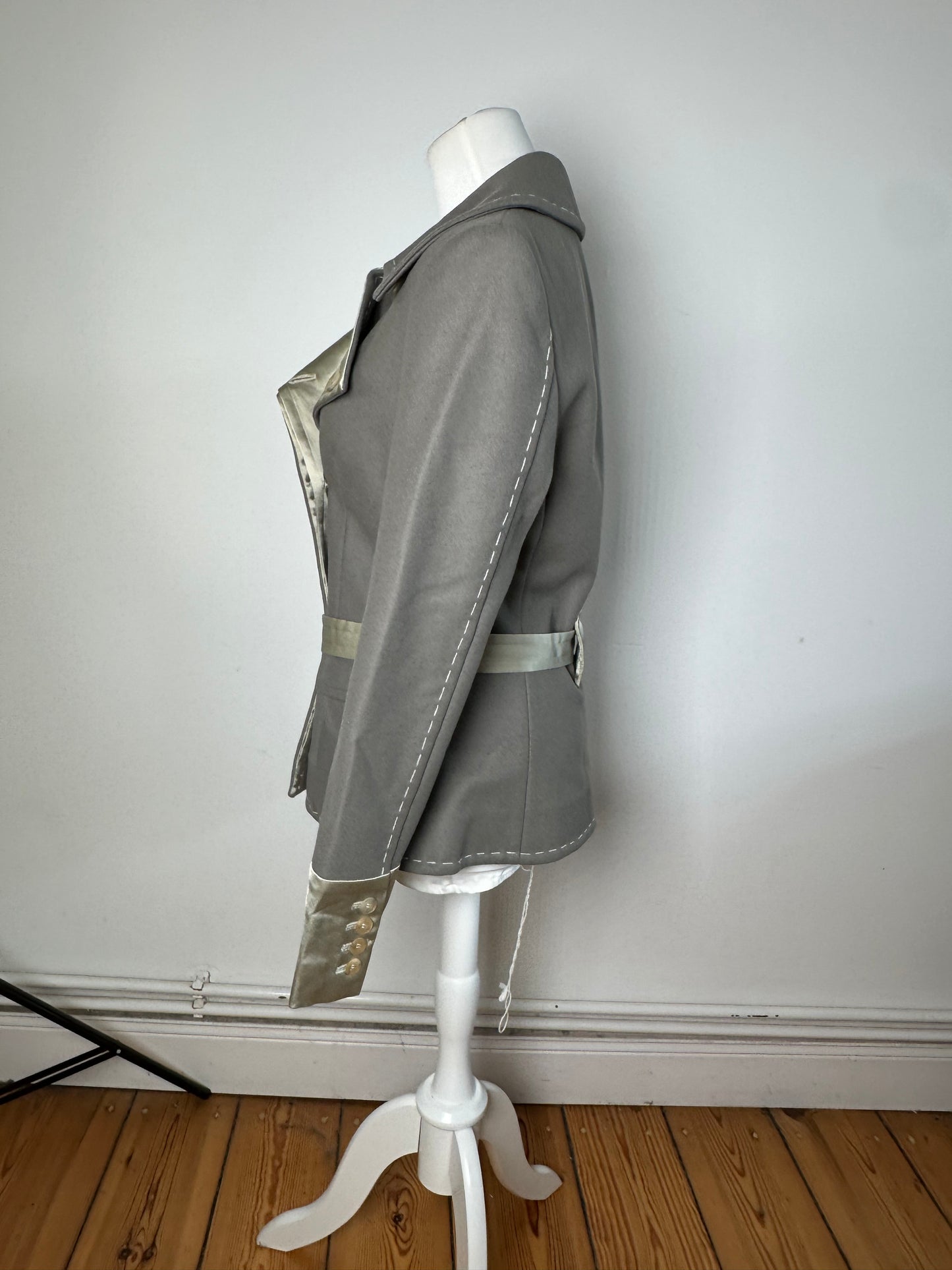 Vintage Stella McCartney Wool Satin Blazer Grey Silver M