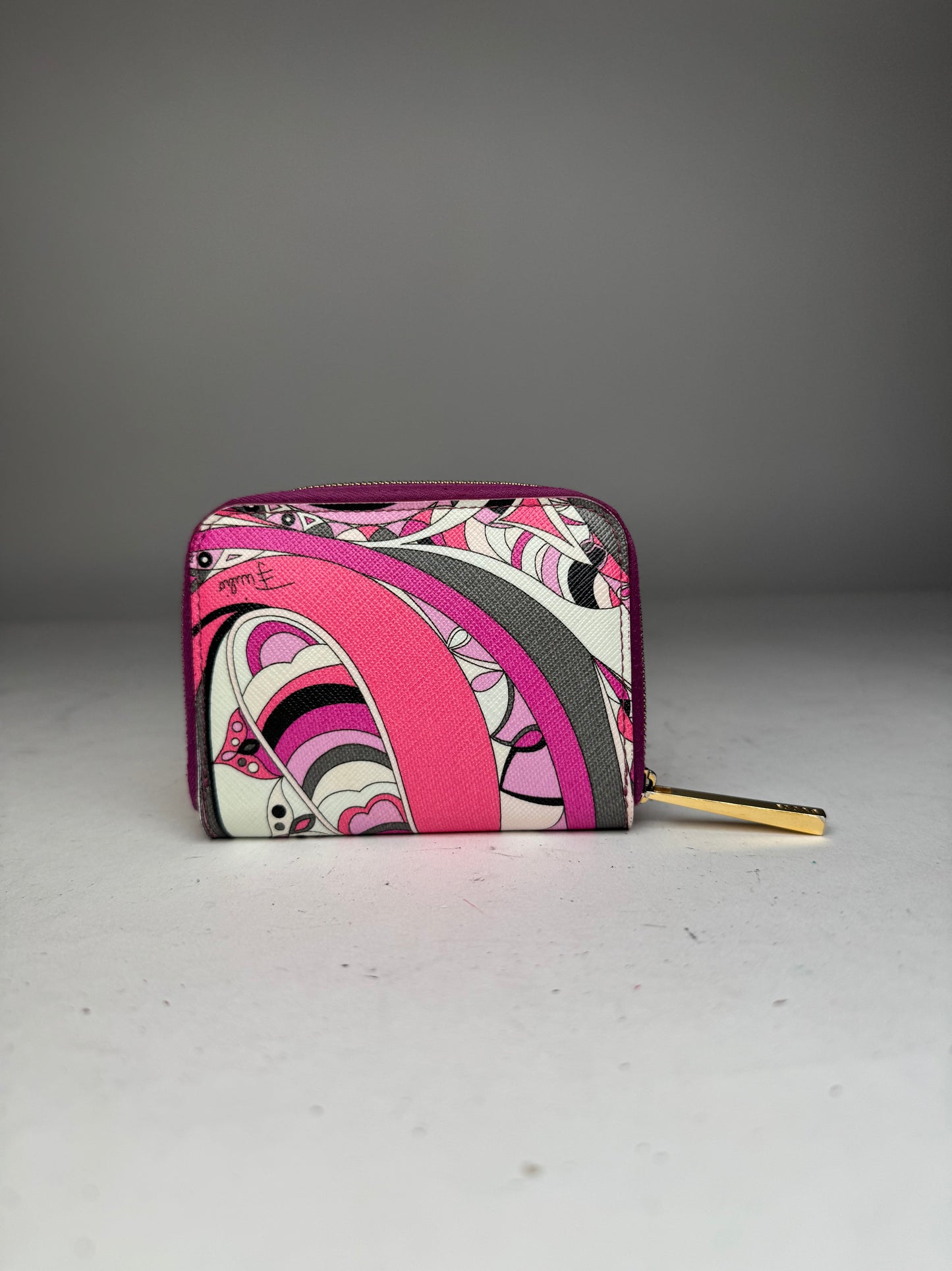 Vintage Emilio Pucci Leather Card Holder Purple Red White