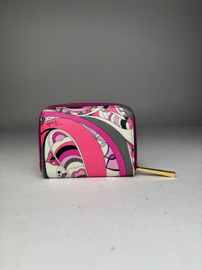 Vintage Emilio Pucci Leather Card Holder Purple Red White
