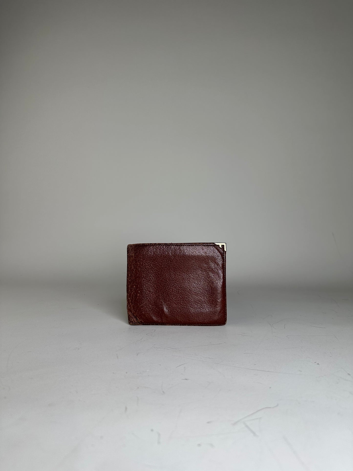 Vintage Ferragamo Leather Wallet Brown Gold Snap
