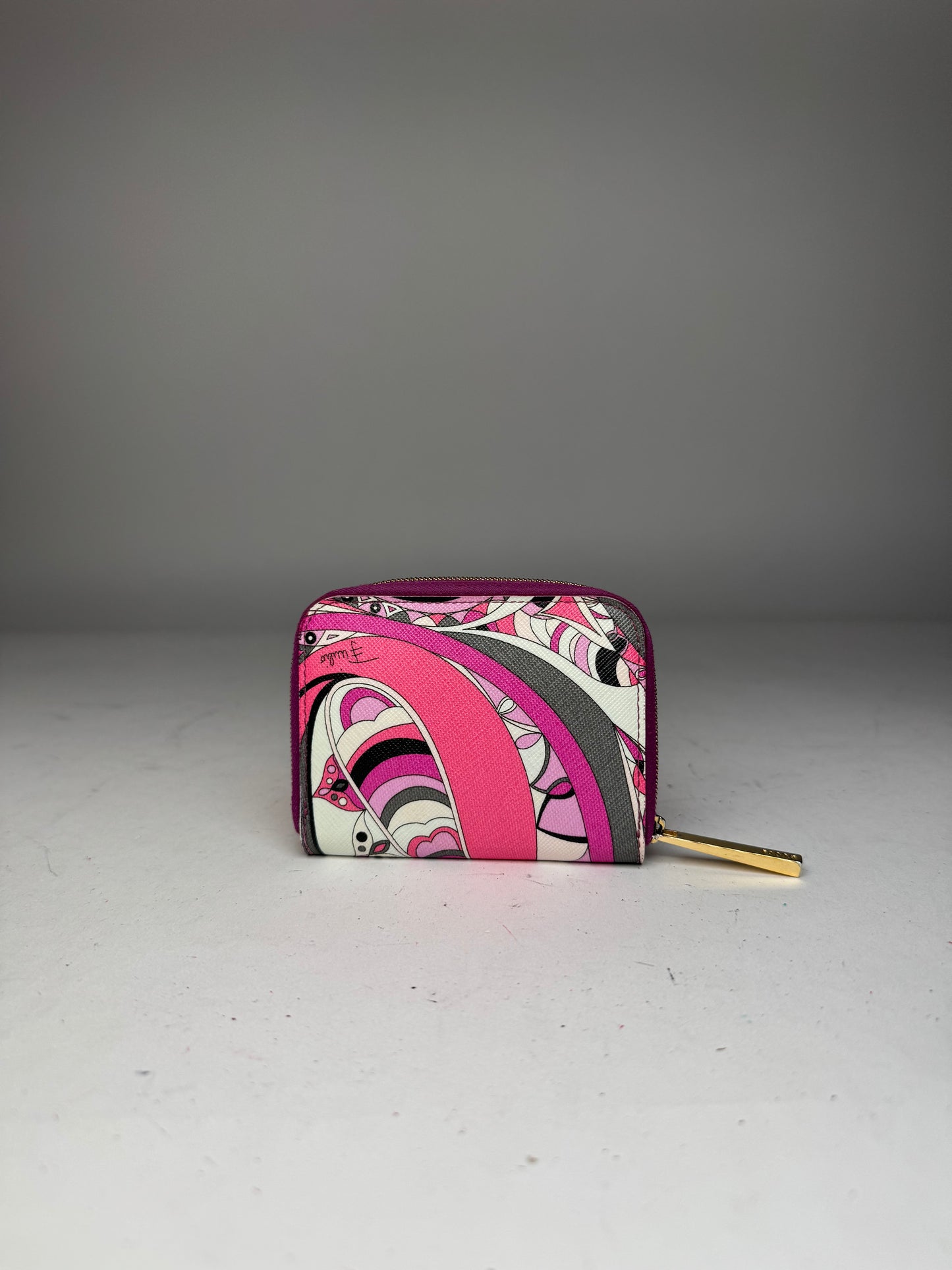 Vintage Emilio Pucci Leather Card Holder Purple Red White