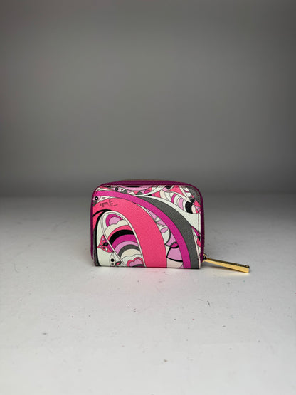 Vintage Emilio Pucci Leather Card Holder Purple Red White