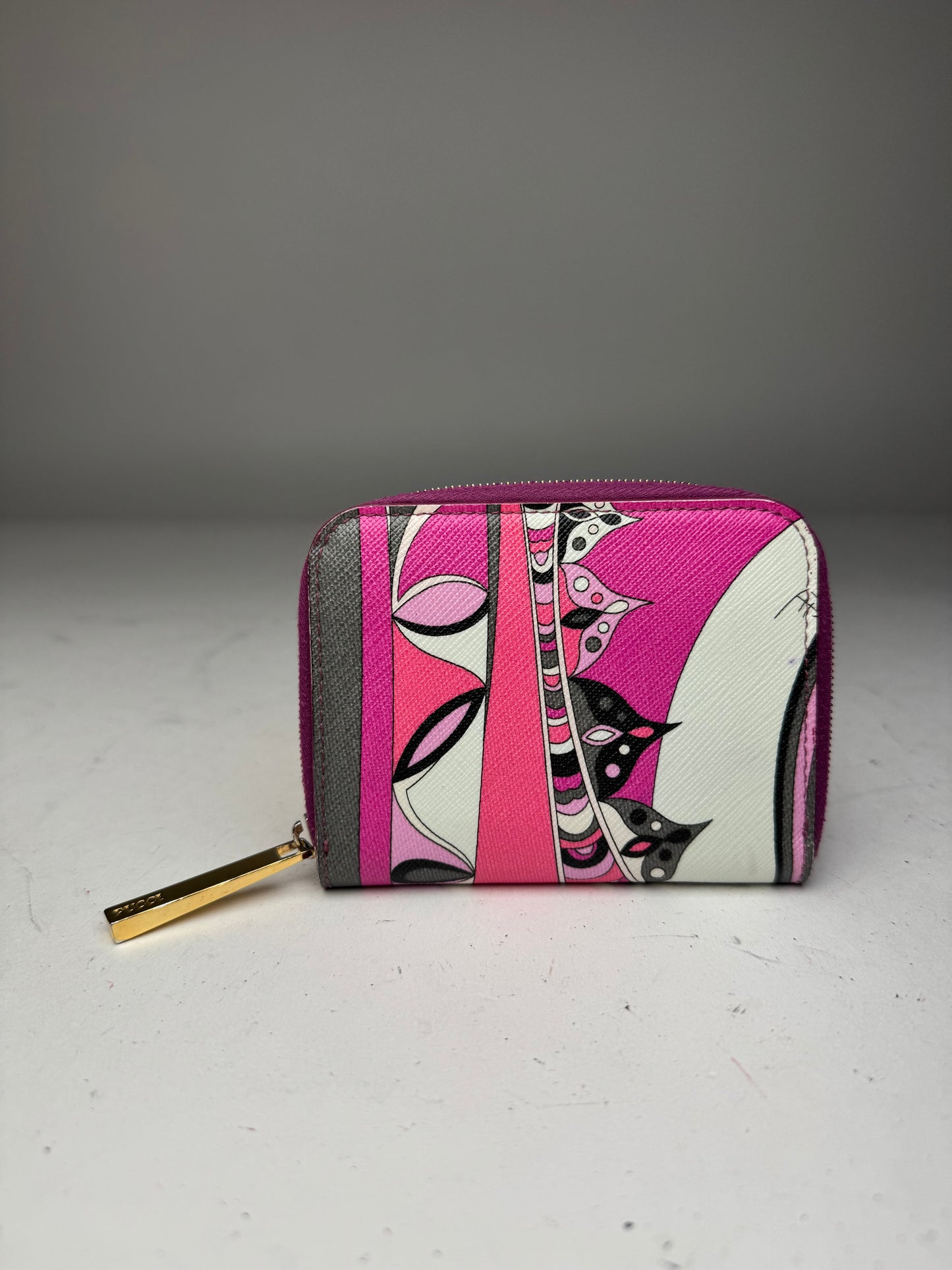 Vintage Emilio Pucci Leather Card Holder Purple Red White