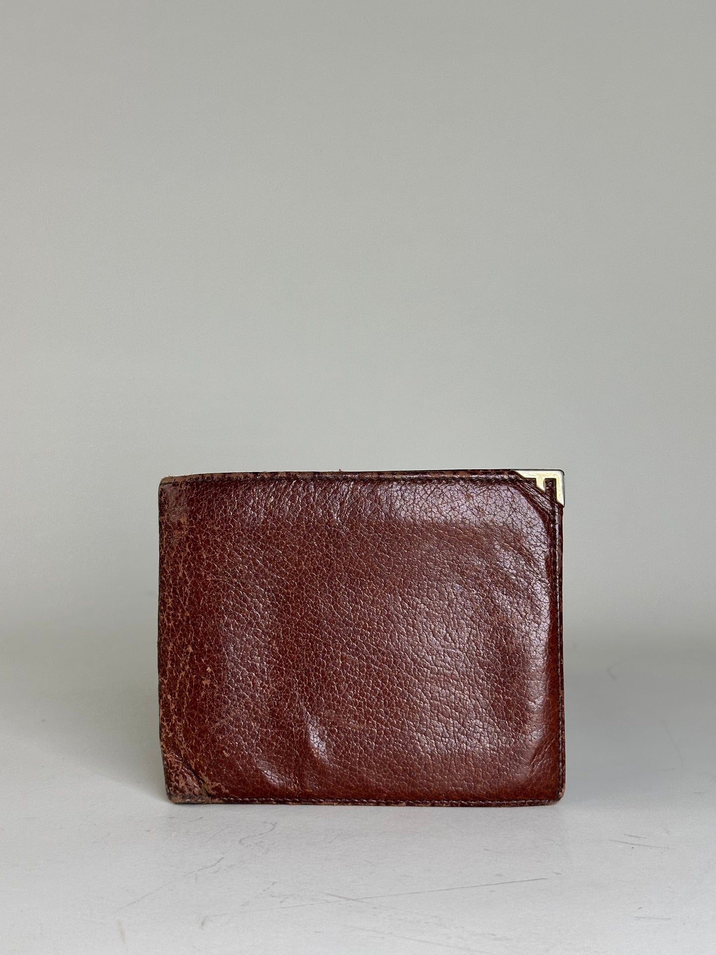 Vintage Ferragamo Leather Wallet Brown Gold Snap