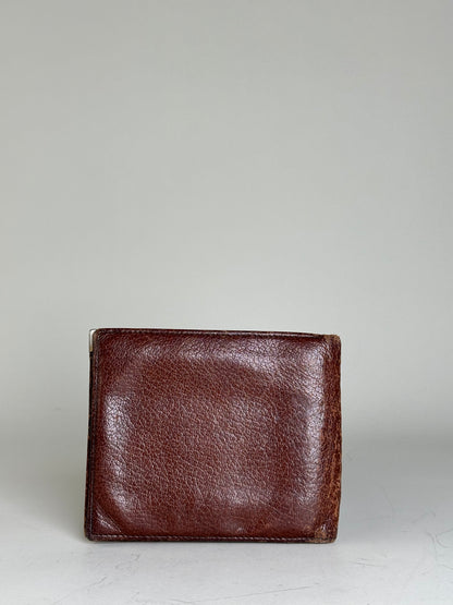 Vintage Ferragamo Leather Wallet Brown Gold Snap