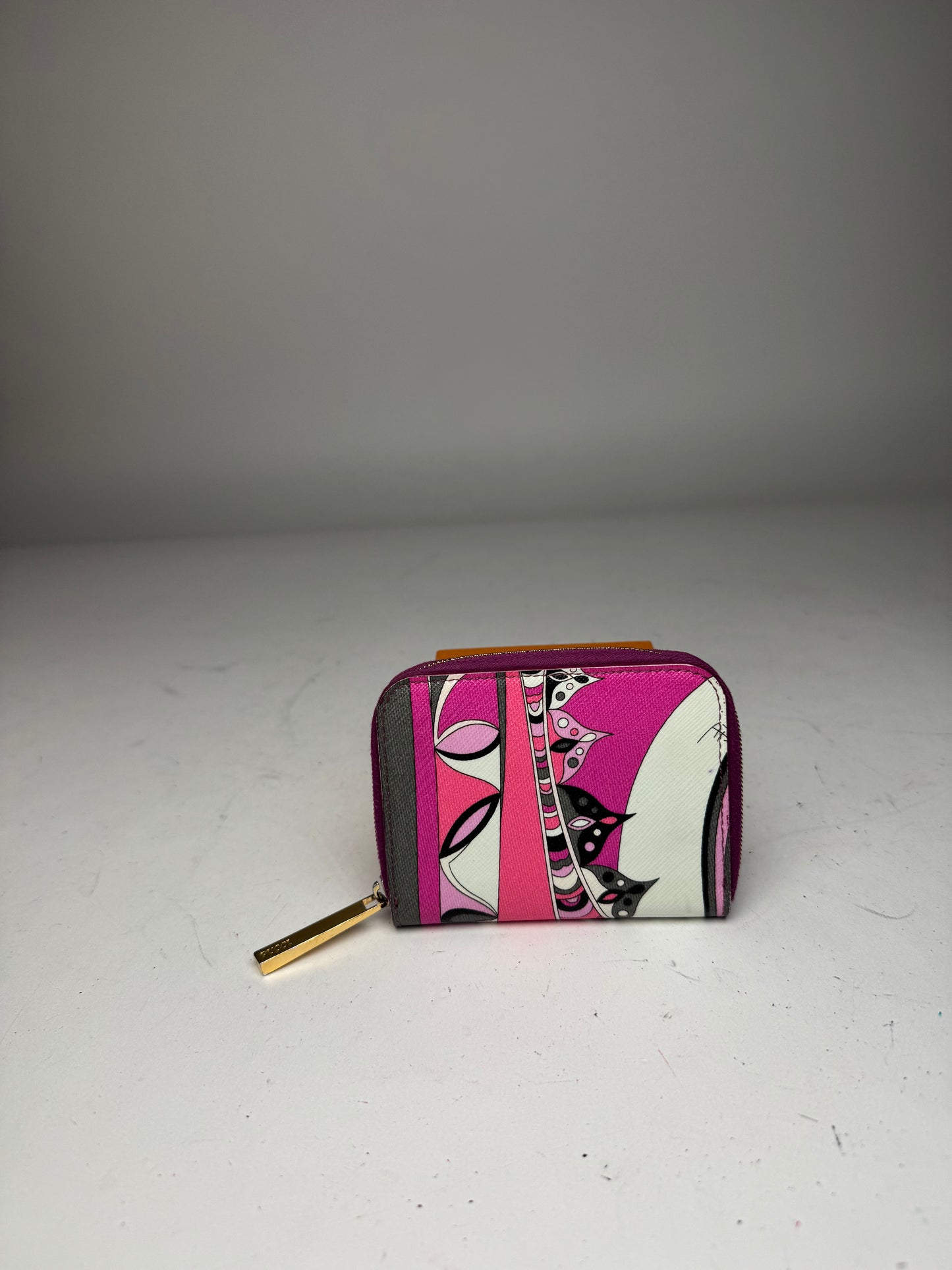 Vintage Emilio Pucci Leather Card Holder Purple Red White