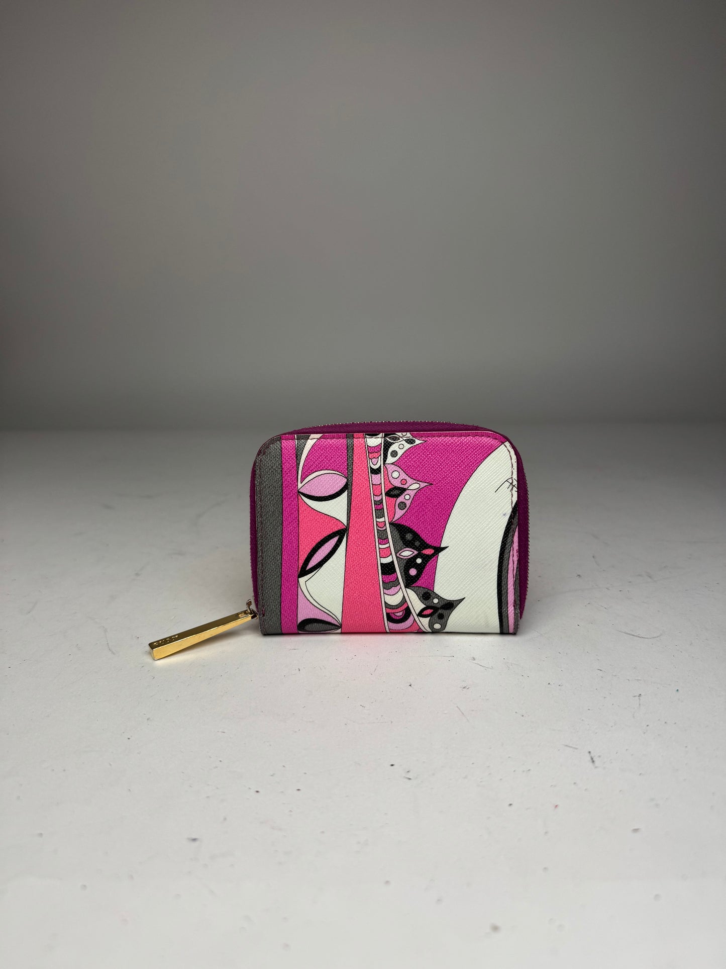 Vintage Emilio Pucci Leather Card Holder Purple Red White