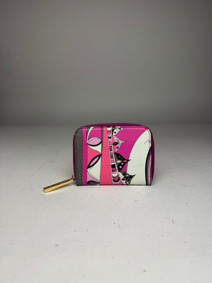 Vintage Emilio Pucci Leather Card Holder Purple Red White