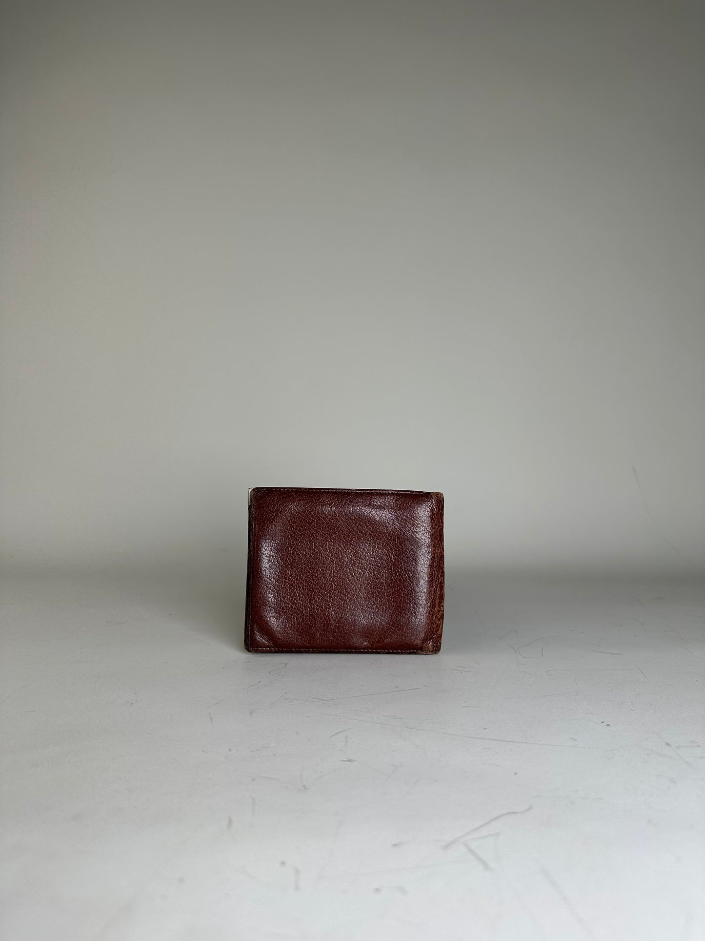 Vintage Ferragamo Leather Wallet Brown Gold Snap