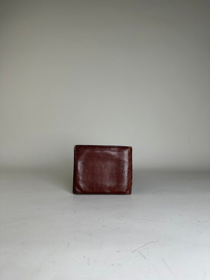 Vintage Ferragamo Leather Wallet Brown Gold Snap