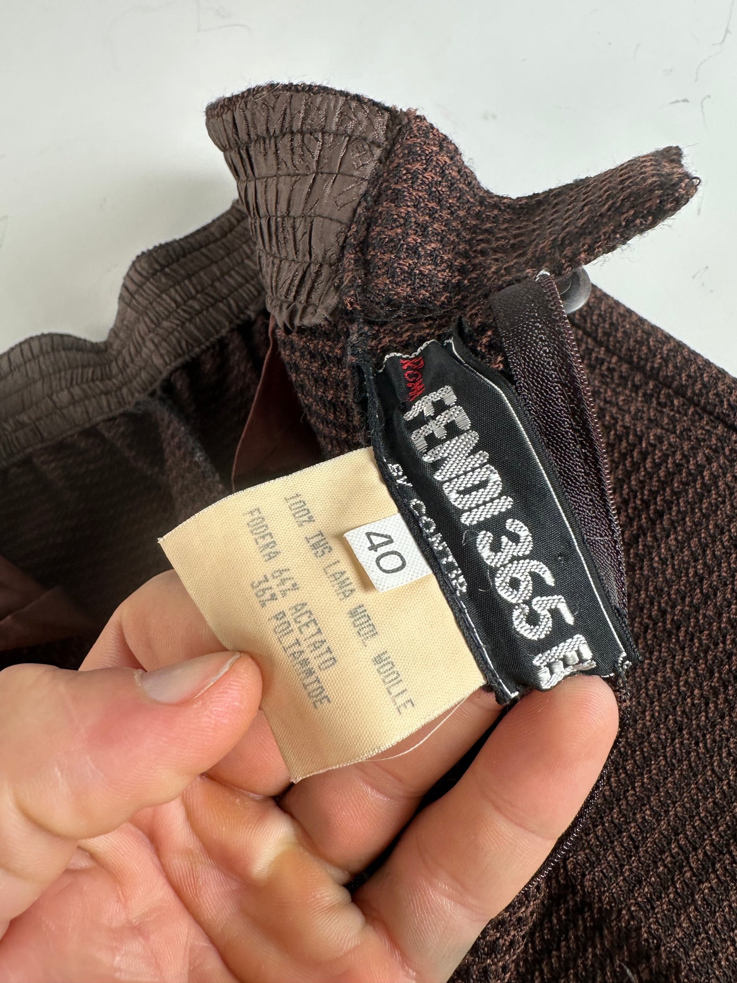Vintage Fendi Woven Trousers Brown