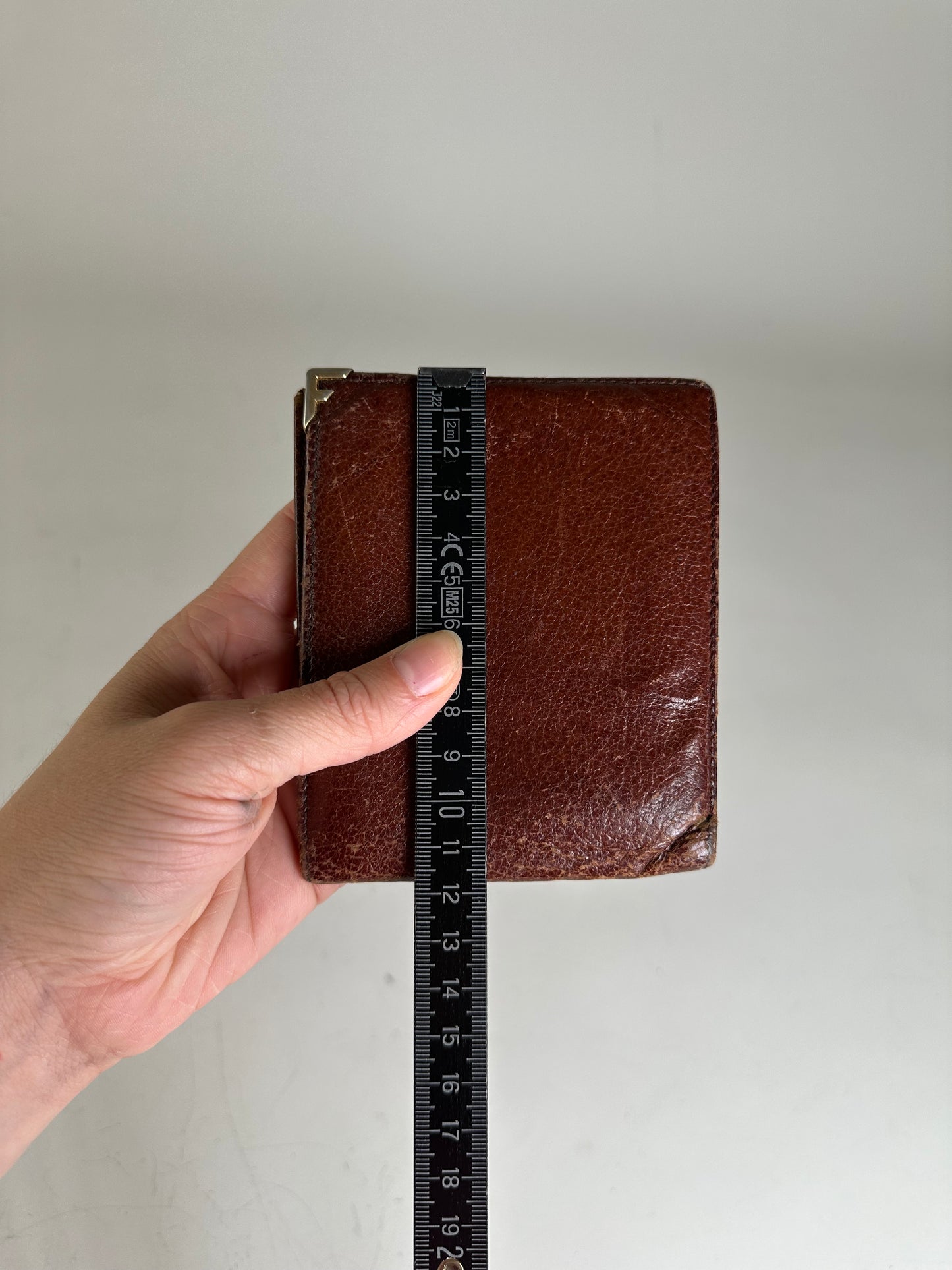 Vintage Ferragamo Leather Wallet Brown Gold Snap