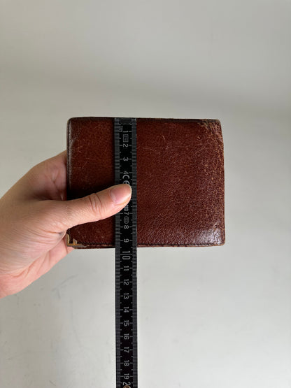 Vintage Ferragamo Leather Wallet Brown Gold Snap