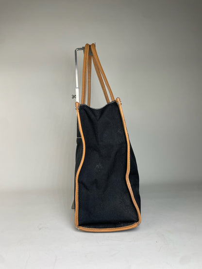 Vintage Courreges Canvas Leather Tote Black Tan