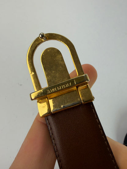Vintage Givenchy 4G Logo Leather Belt c. Late 1970s Black Gold