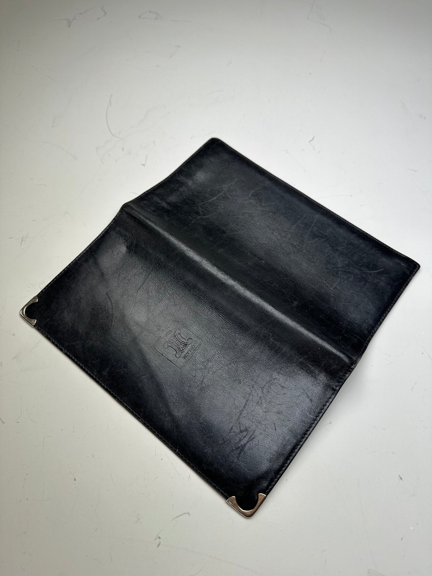 Vintage Celine Leather Wallet Black Gold