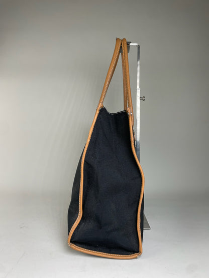 Vintage Courreges Canvas Leather Tote Black Tan