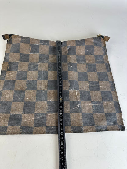 Vintage Fendi Coated Canvas Pouch Brown Black Gold