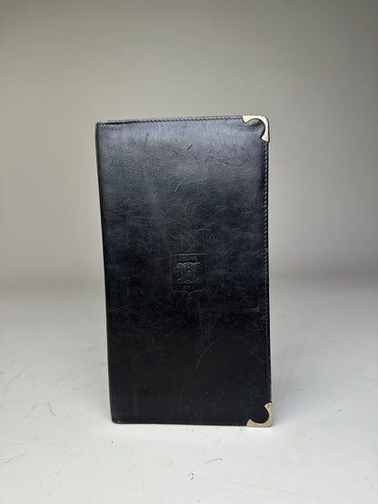 Vintage Celine Leather Wallet Black Gold