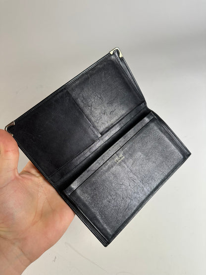 Vintage Celine Leather Wallet Black Gold