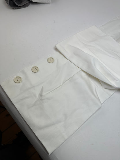 Vintage Givenchy Nouvelle Boutique Wide-Leg Cotton Trousers Ivory M
