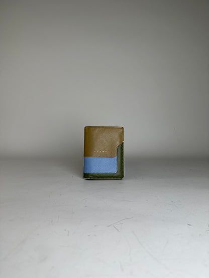 Vintage Marni Saffiano Leather Wallet Brown Blue Green