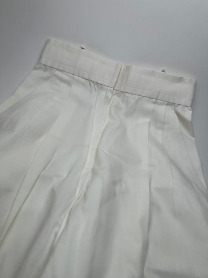 Vintage Givenchy Nouvelle Boutique Wide-Leg Cotton Trousers Ivory M