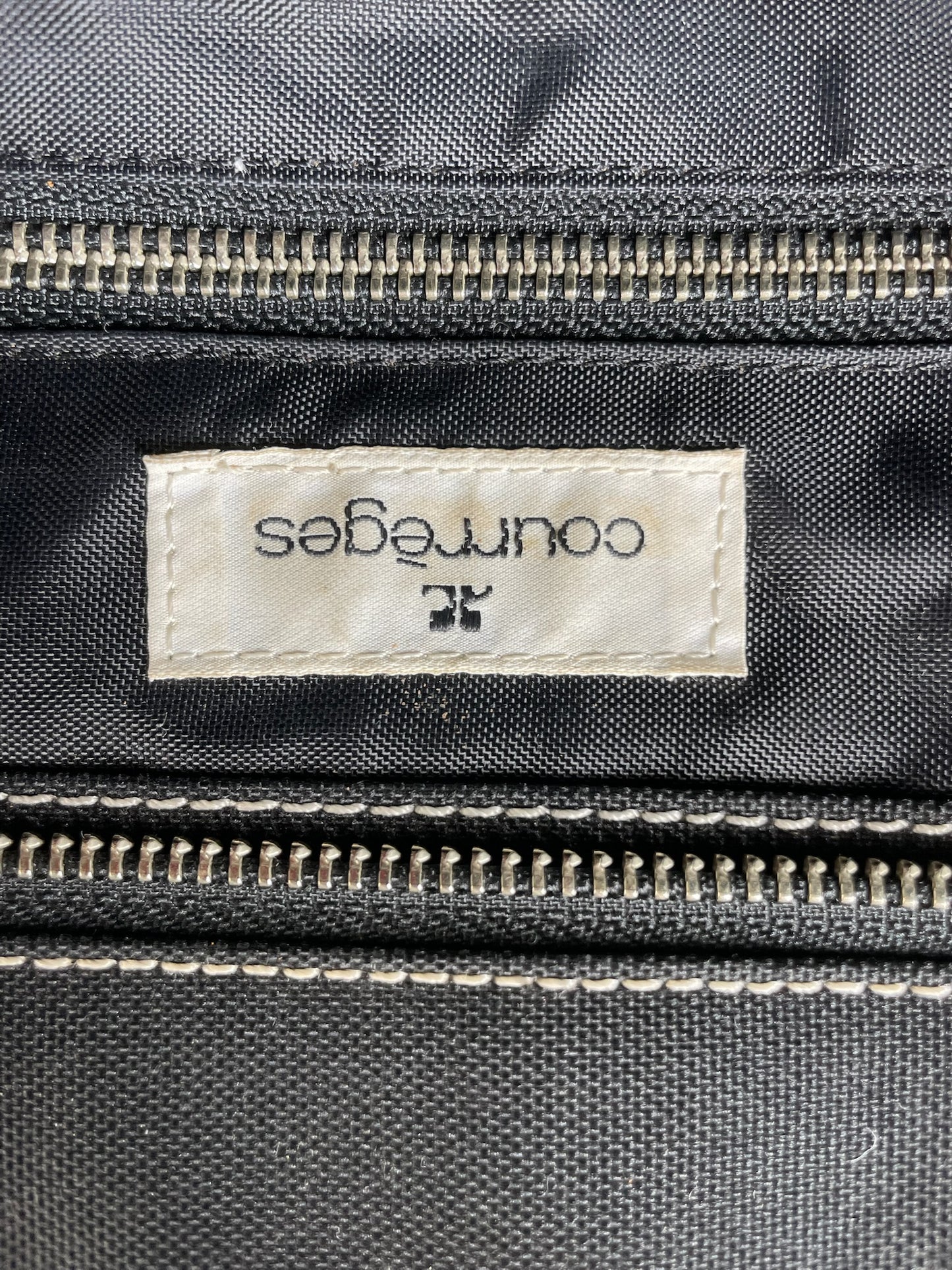 Vintage Courreges Canvas Leather Tote Black Tan