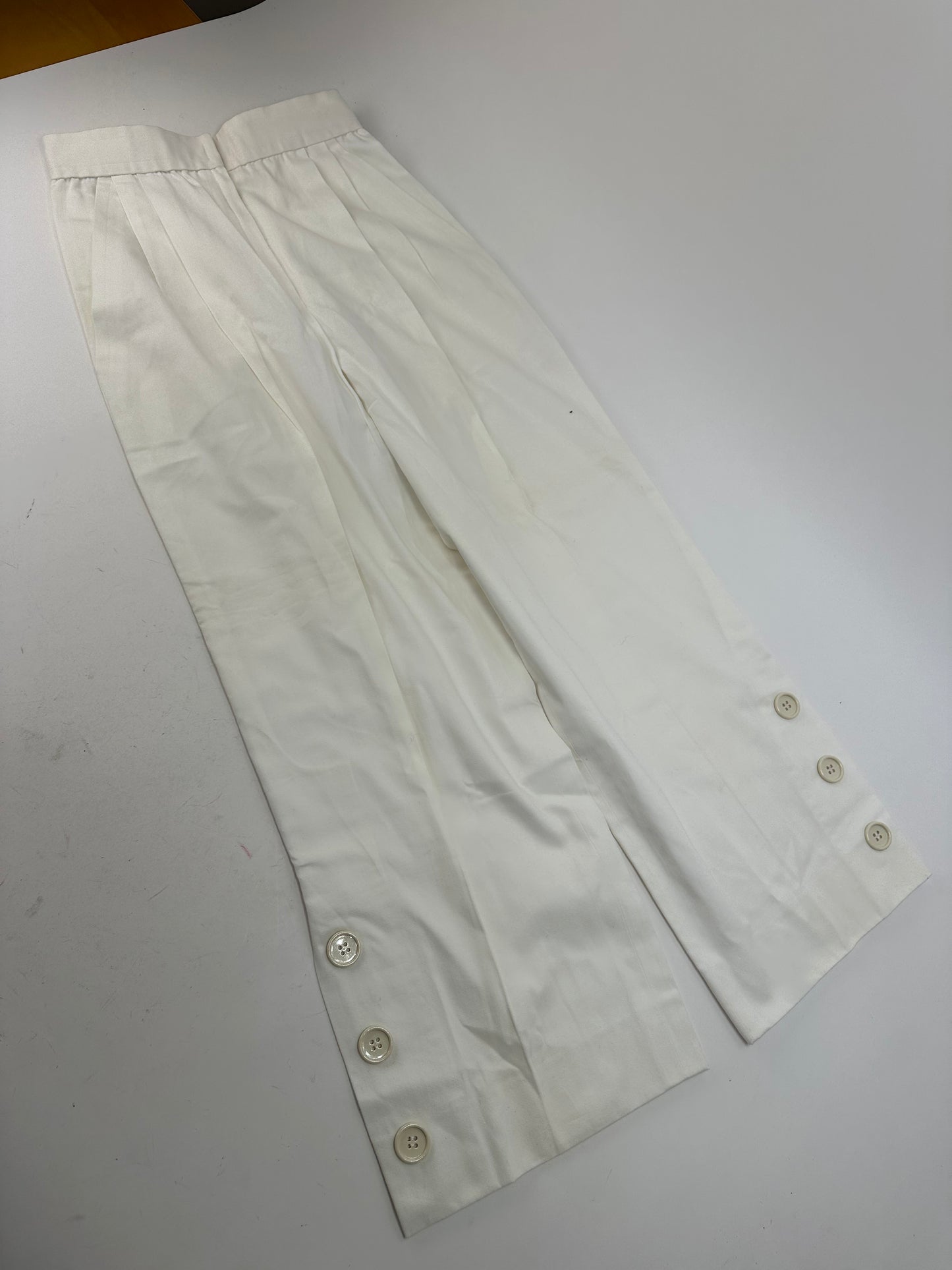 Vintage Givenchy Nouvelle Boutique Wide-Leg Cotton Trousers Ivory M