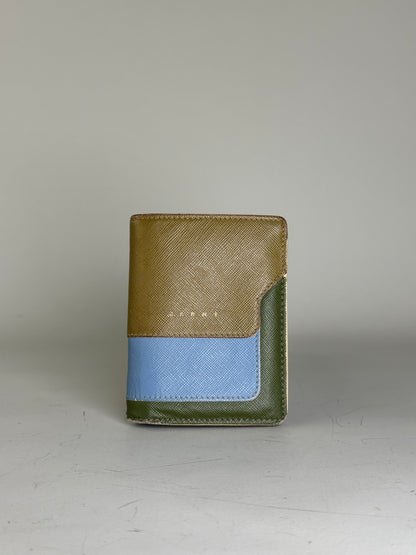 Vintage Marni Saffiano Leather Wallet Brown Blue Green