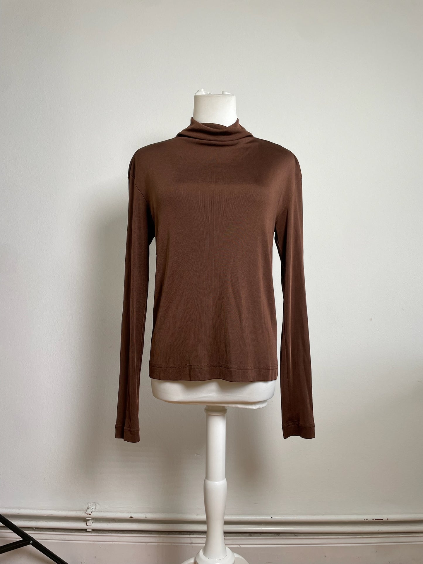 Vintage Issey Miyake Pleated Turtleneck Top Brown M