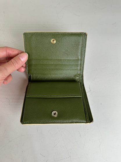 Vintage Marni Saffiano Leather Wallet Brown Blue Green