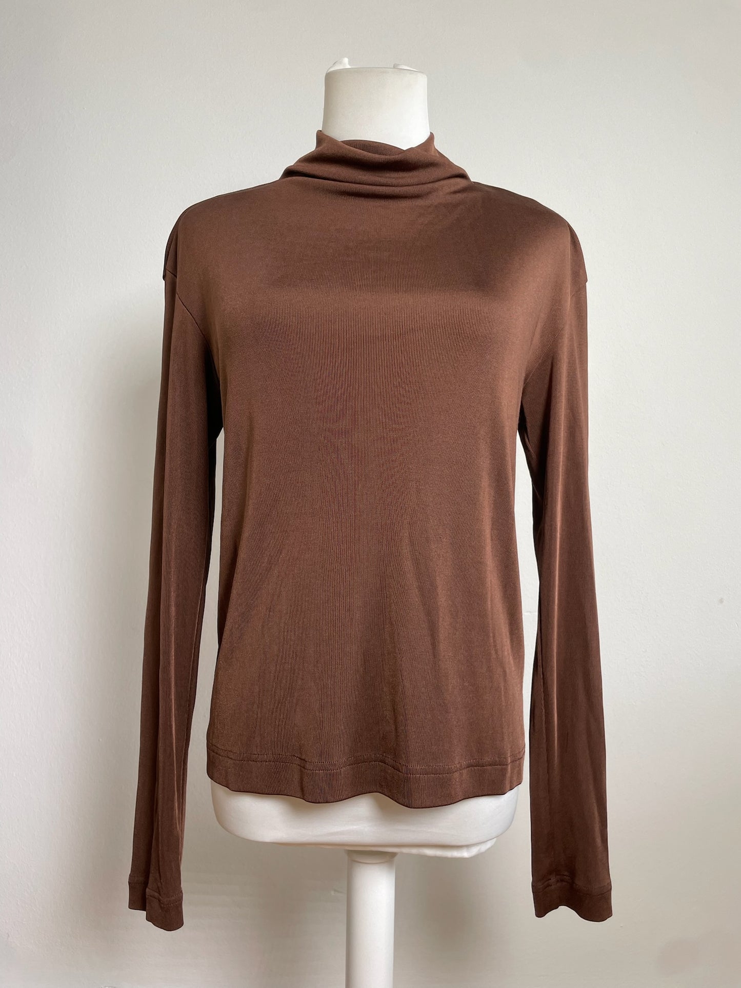 Vintage Issey Miyake Pleated Turtleneck Top Brown M