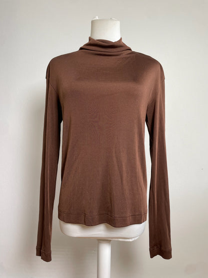 Vintage Issey Miyake Pleated Turtleneck Top Brown M