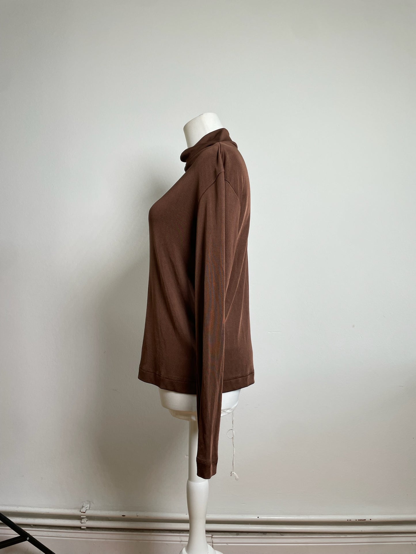 Vintage Issey Miyake Pleated Turtleneck Top Brown M