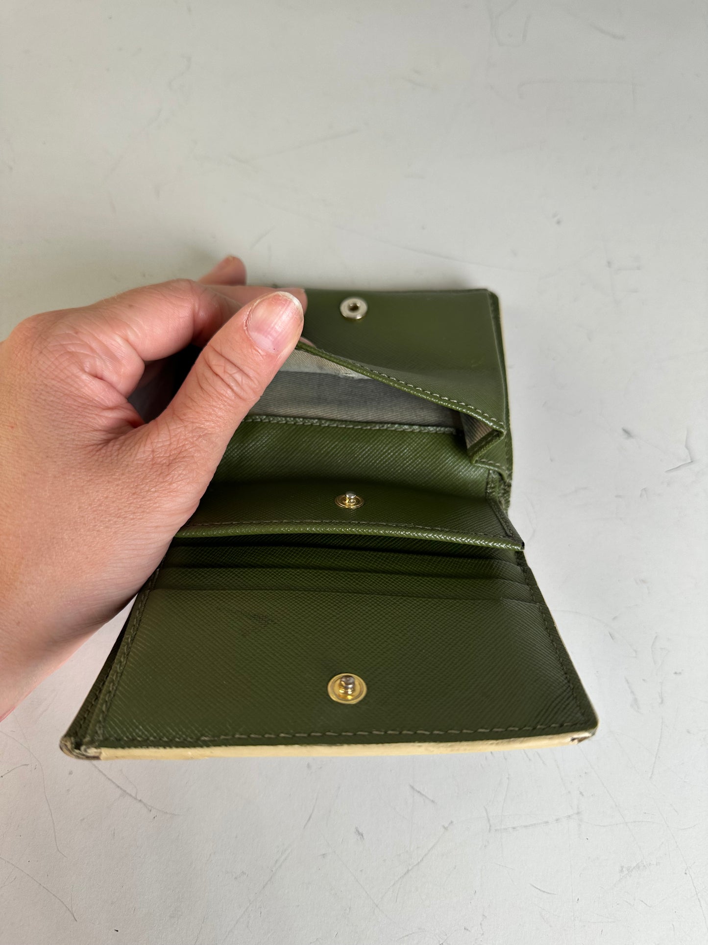 Vintage Marni Saffiano Leather Wallet Brown Blue Green