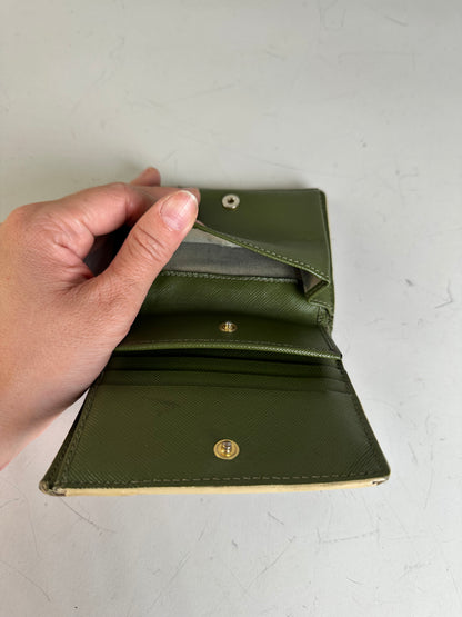 Vintage Marni Saffiano Leather Wallet Brown Blue Green