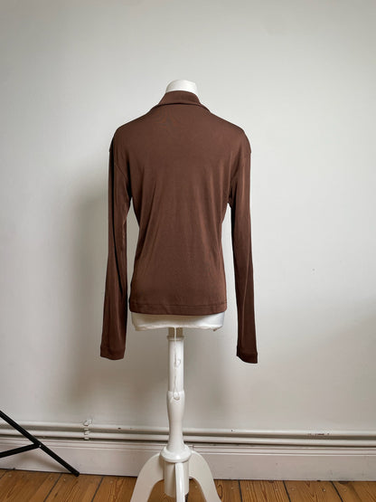Vintage Issey Miyake Pleated Turtleneck Top Brown M
