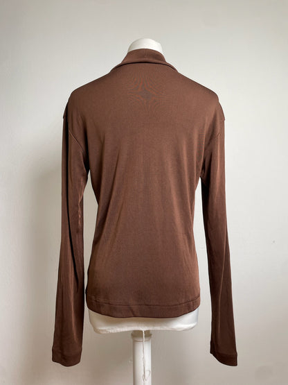 Vintage Issey Miyake Pleated Turtleneck Top Brown M