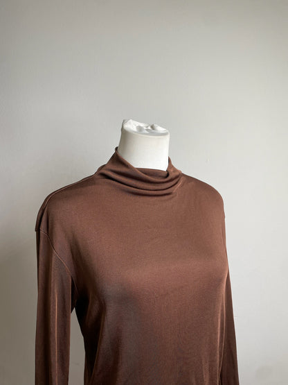 Vintage Issey Miyake Pleated Turtleneck Top Brown M