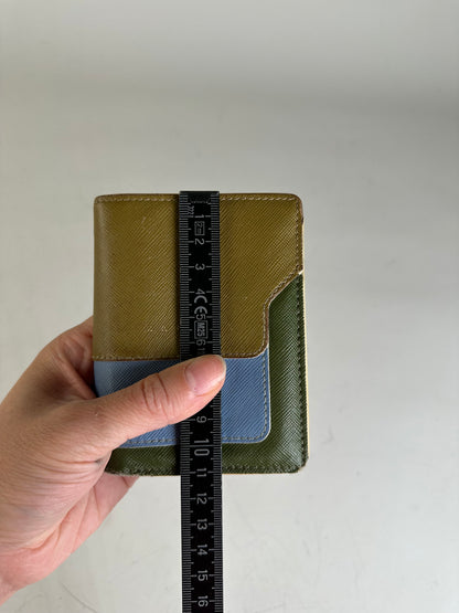 Vintage Marni Saffiano Leather Wallet Brown Blue Green