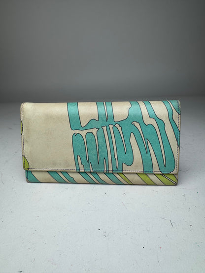 Vintage Emilio Pucci Blue White Green Leather Wallet