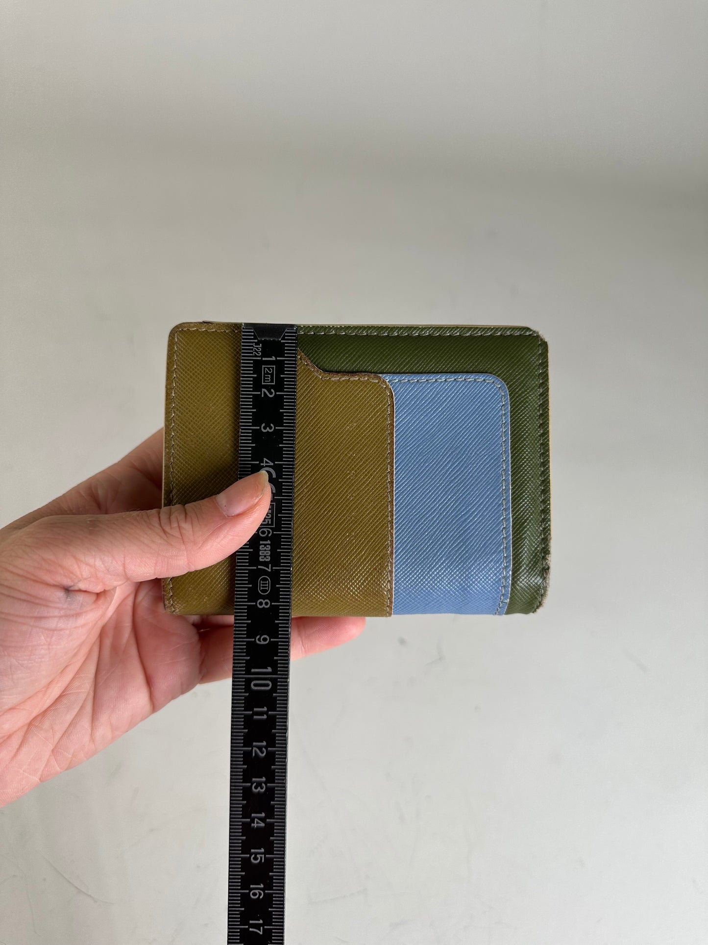 Vintage Marni Saffiano Leather Wallet Brown Blue Green
