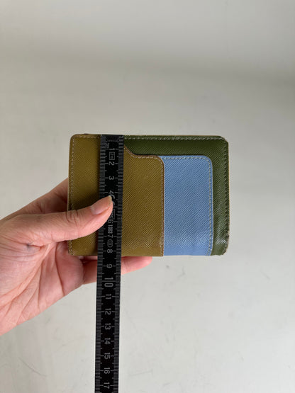 Vintage Marni Saffiano Leather Wallet Brown Blue Green