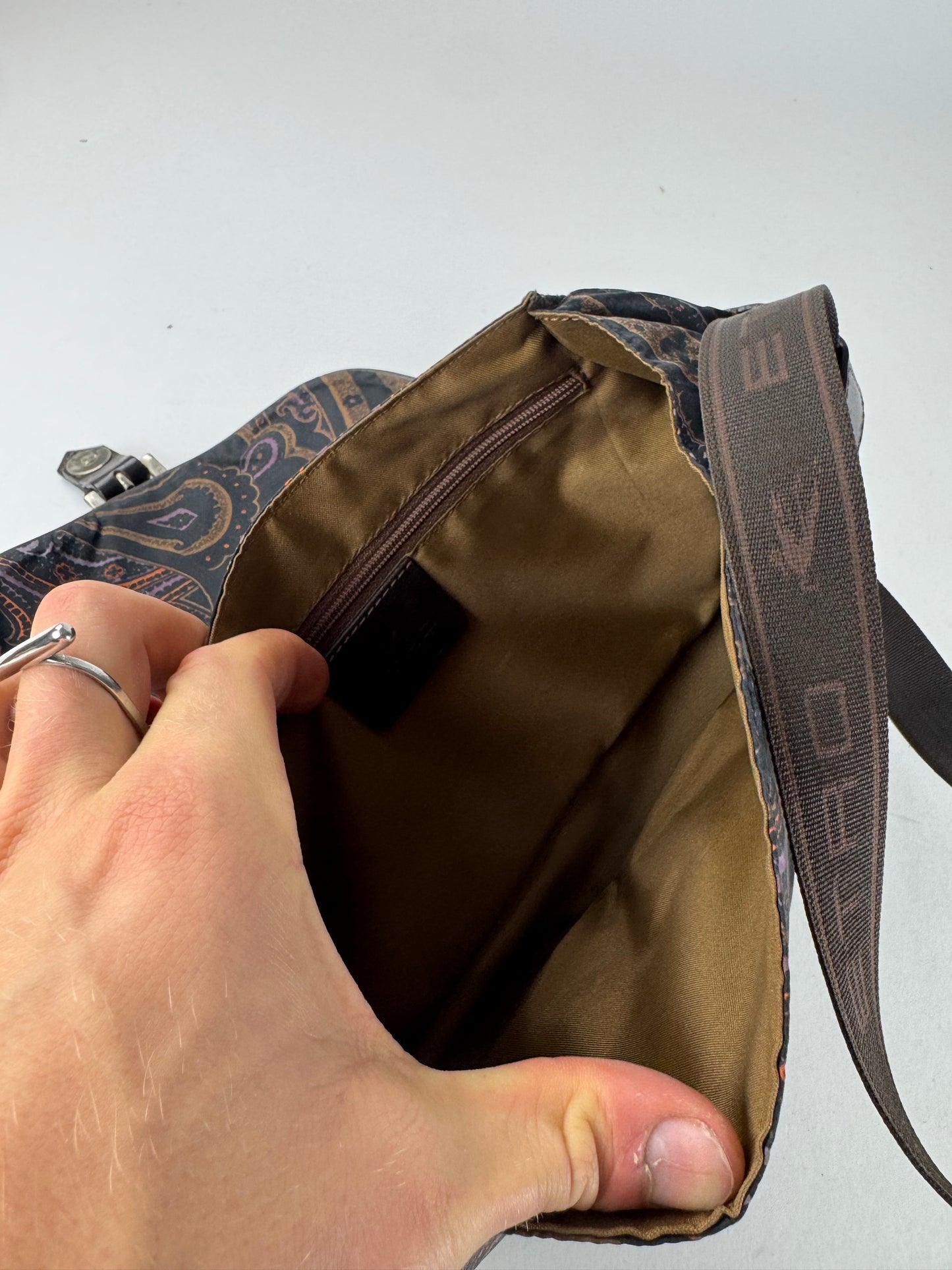 Vintage Etro Paisley Monogram Shoulder / Crossbody Bag Brown