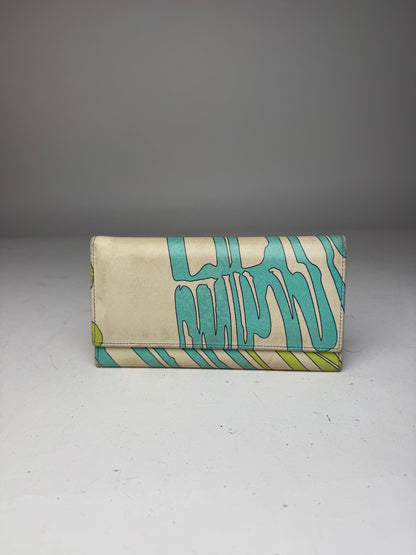 Vintage Emilio Pucci Blue White Green Leather Wallet
